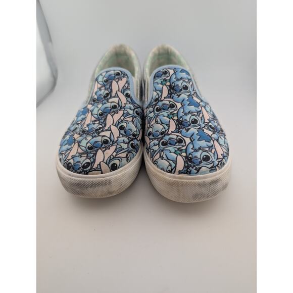 Stitch Girls Size 5 Slip On Canvas Sneakers Lilo And Blue White Shoes Ground Up - Picture 2 of 8